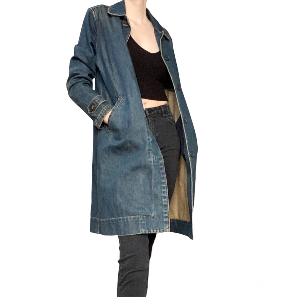 Gap Vintage 90s Denim Duster Trench Coat Large